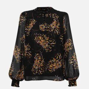 Cabi New NWT Fiesta Blouse #4531 black orange Fiesta print XS Was $99
